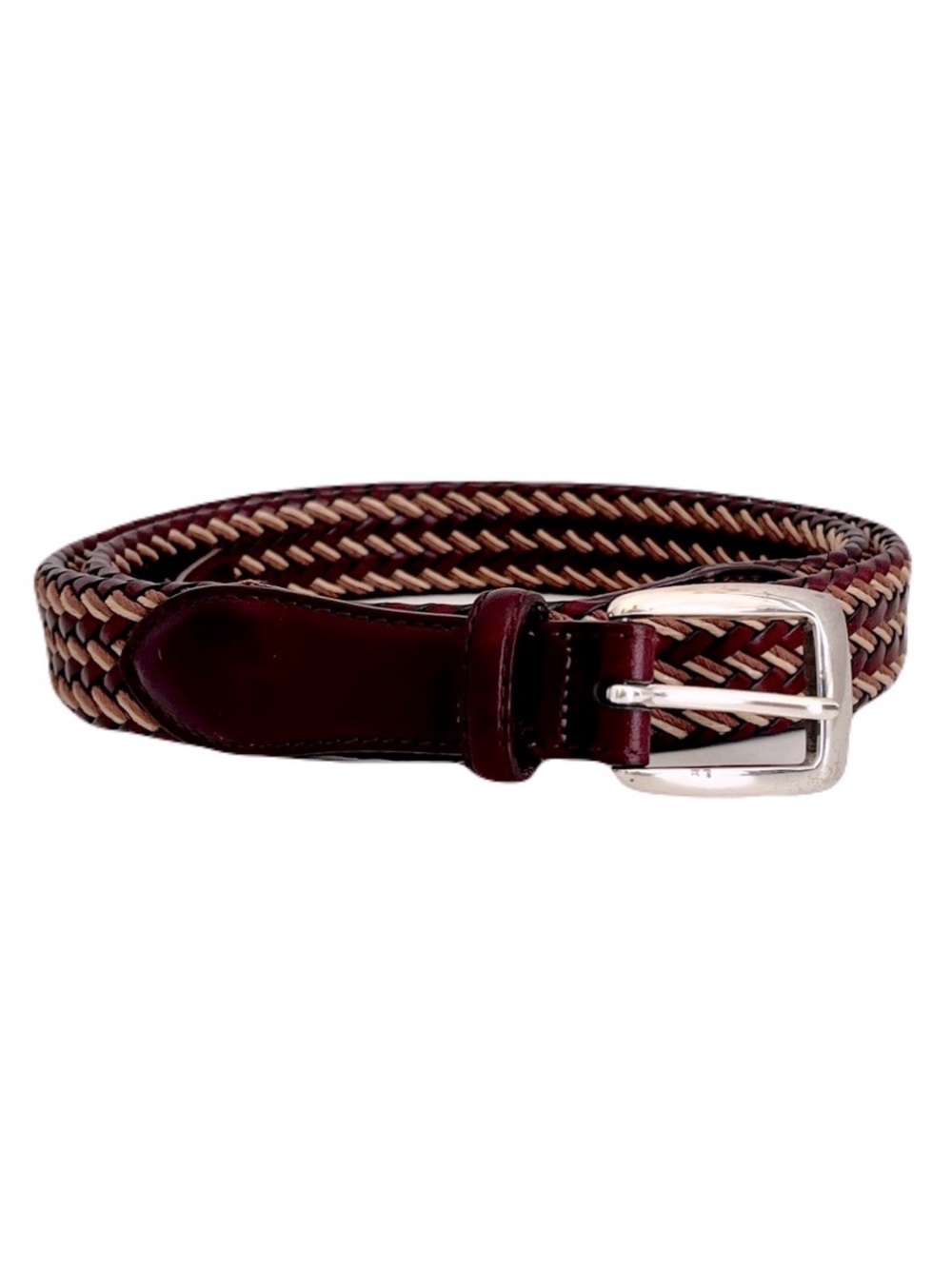 Brighton Brown Leather Woven Belt, Size 46